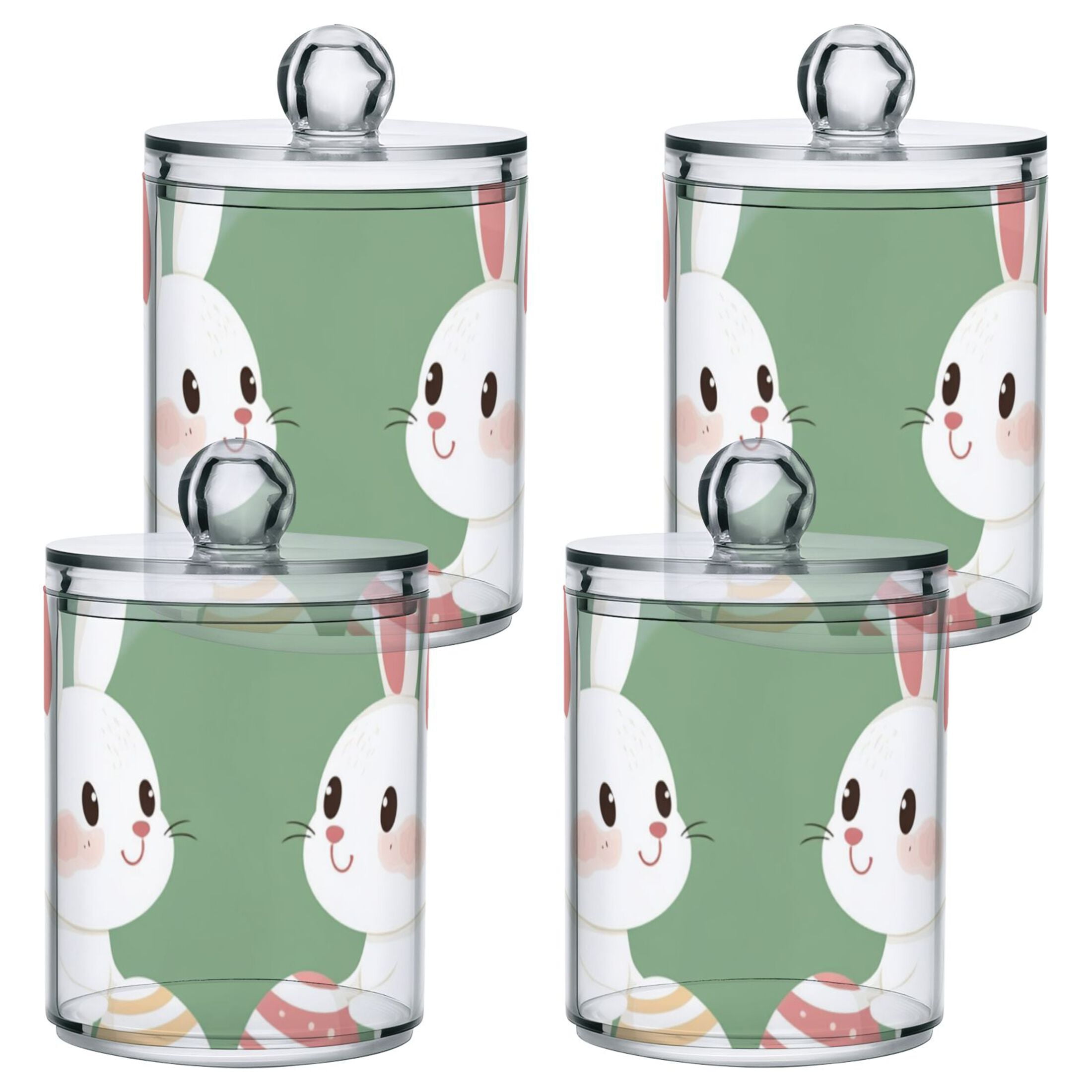 Cartoon Rabbits with Easter Eggs Translucent Plastic Cans Storage ...