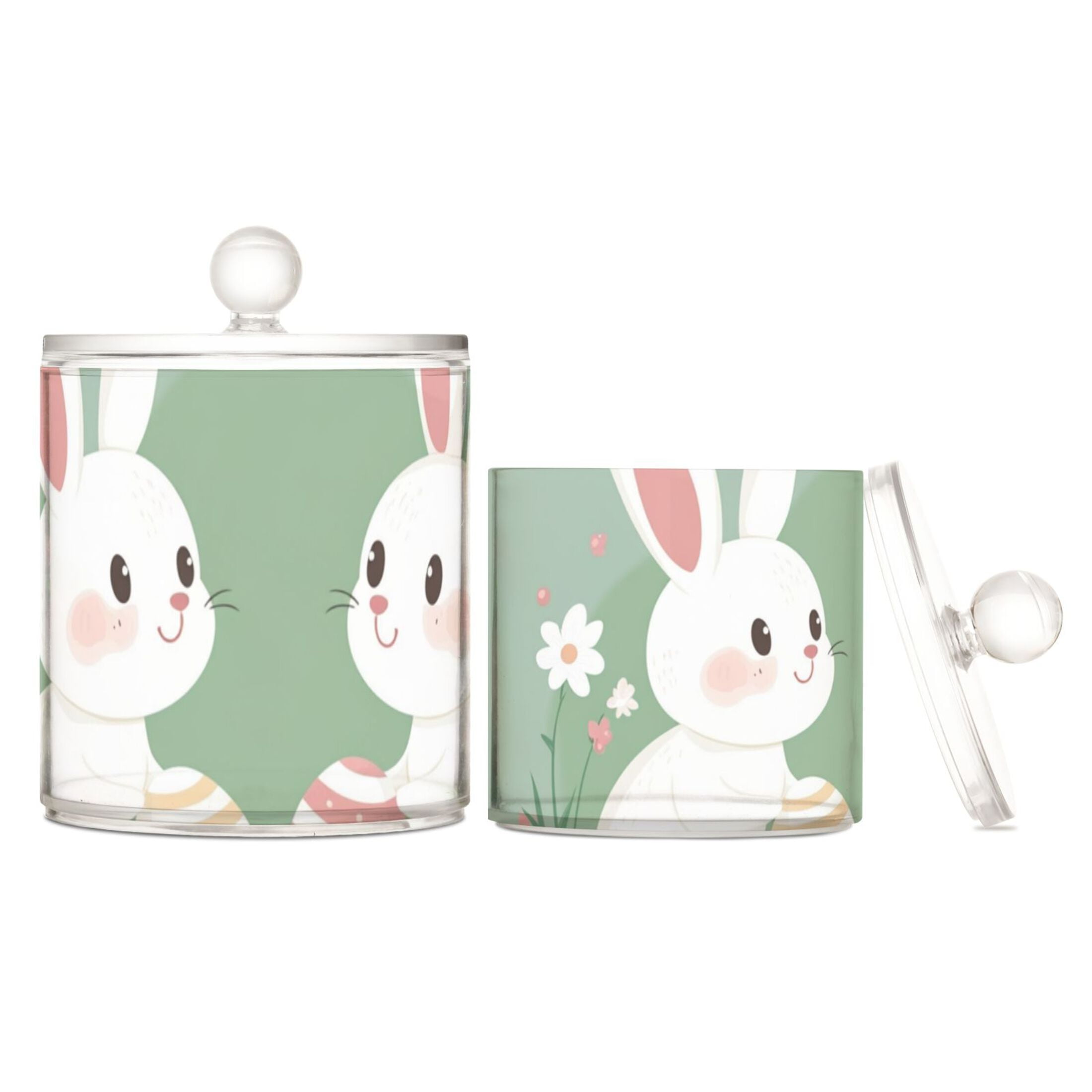 Cartoon Rabbits with Easter Eggs Translucent Plastic Cans Storage ...