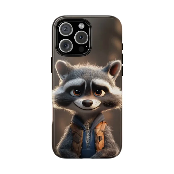Cartoon Raccoon Cute Animal Design Case for iPhone 17 through 11 Pro ...