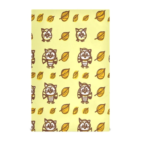 Cartoon Raccoons with Leaves Kitchen Towels Set of 4 Tea Towels for Kitchen Decorative Waffle Dishcloths 28x18in