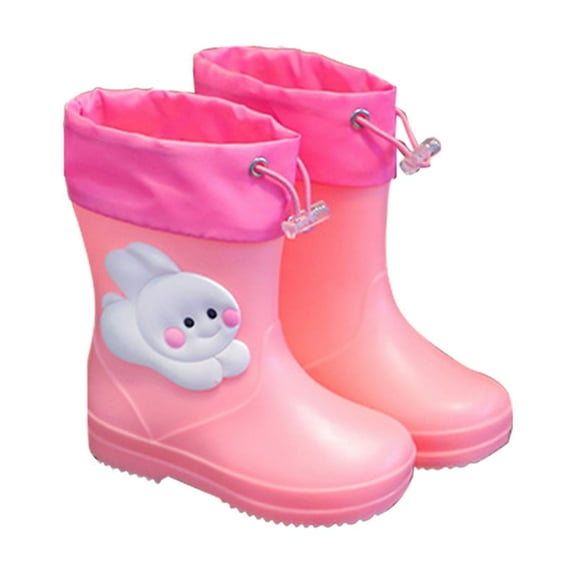 Cartoon Rain Shoes With Rabbit Design Pink Children's Rain Boots Textured Soles Non Slip Light Comfortable Rain Shoes