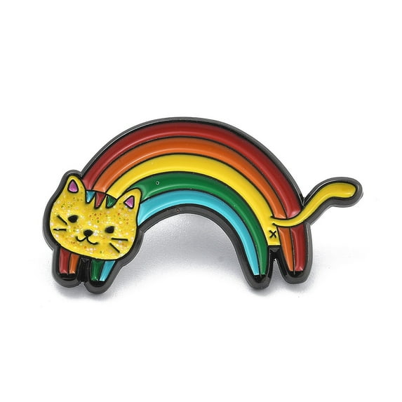 Cartoon Rainbow Cat Alloy Enamel Pin Brooch for Backpack Clothes Colorful 17x31mm