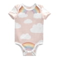 thumbnail image 1 of Cartoon Rainbow Clouds Pastel Background Pure Cotton Bodysuit Short Sleeve Pajamas One-Piece Romper Unisex 9M, 1 of 6