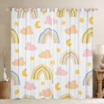 thumbnail image 1 of Cartoon Rainbow Curtains Clouds and Moon Stars Boho Curtains & Drapes Kawaii Room Decor, Watercolor Iridescent Stripes Window Treatments 42''Wx90''L for Bedroom, 1 of 5