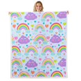 thumbnail image 1 of Cartoon Rainbow Throw Blanket,Cute Clouds Love Heart Romantic Bed Blanket ,Dreamy Style Fleece Blanket,Blue Fuzzy Blanket,Queen Size (90 x 90 Inches), 1 of 6