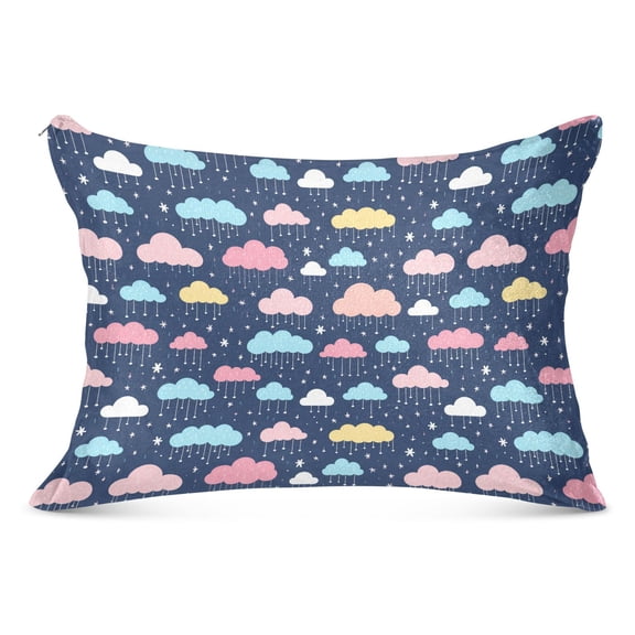 Cartoon Raining Clouds Plush Pillow Cases Standard Size Ultra Soft Warm Pillowcases with Zipper 20"x26"