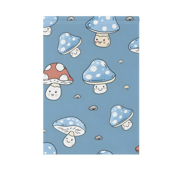Cartoon Red Blue Mushrooms Garden Flag 12X18 Double Sided Yard Flags for Outside Outdoor All Seasonal Decoration