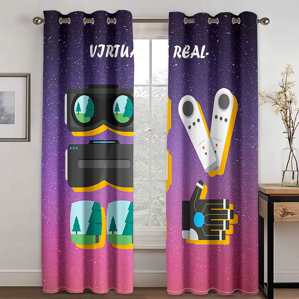 Cartoon Red Play Game Controller Gamepad Boy Window Curtains Blinds for ...