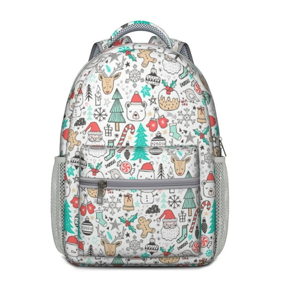 Cartoon Reindeer and Buck Design Backpack – Orange Hunting Lover Schoolbag with Woodland, Wild Deer Aesthetic Print