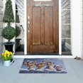 thumbnail image 1 of Cartoon Reindeer with Christmas Hat in Snow Field Doormats Welcome Mats Gate Pads Entryway Outdoor 32" x 20", 1 of 8