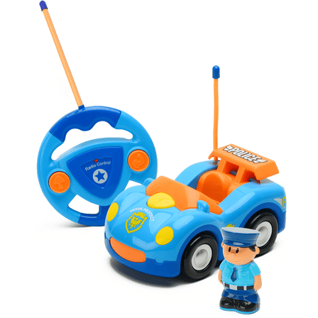 FRESHE Cartoon Remote Control Car, Rc Car with LED Lights & Music, Cars Toys for Ages 2-4,（Blue）