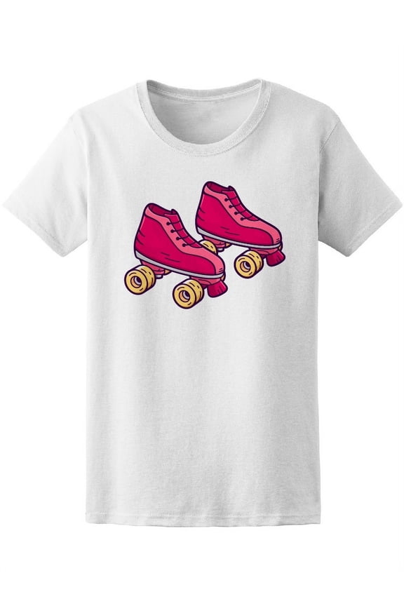 Cartoon Retro Quad Roller Skates T-Shirt Women -Image by Shutterstock, Female Medium