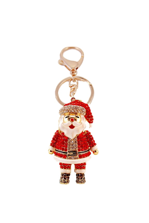 Cute Cartoon Rhinestone Keychain 1 Set Santa Claus Keyring Handbag Decor Hanging Pendant for Purse Bag Car Key