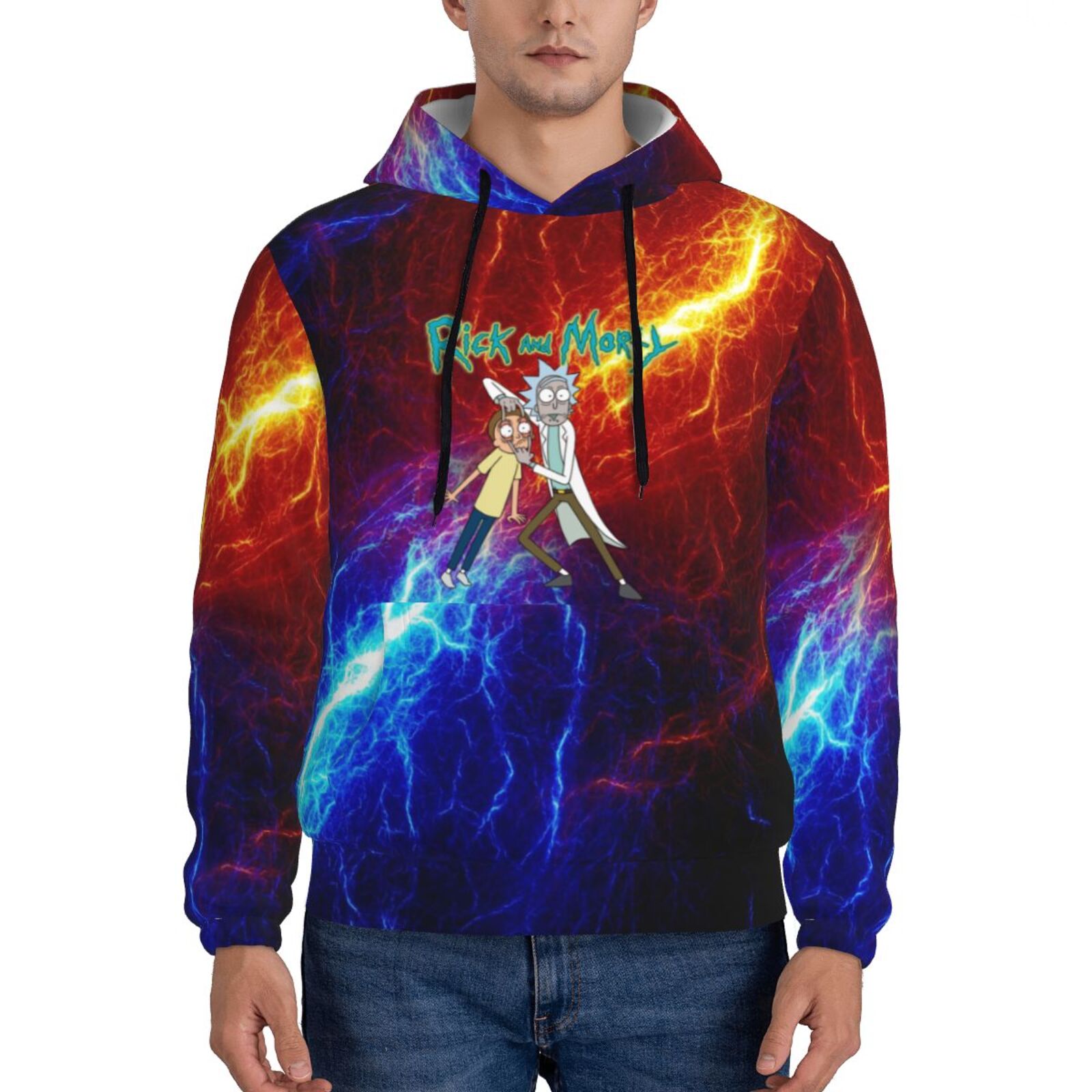 Cartoon Rick And Morty Men'S Adult Hooded Sweater, Fashion Pullover