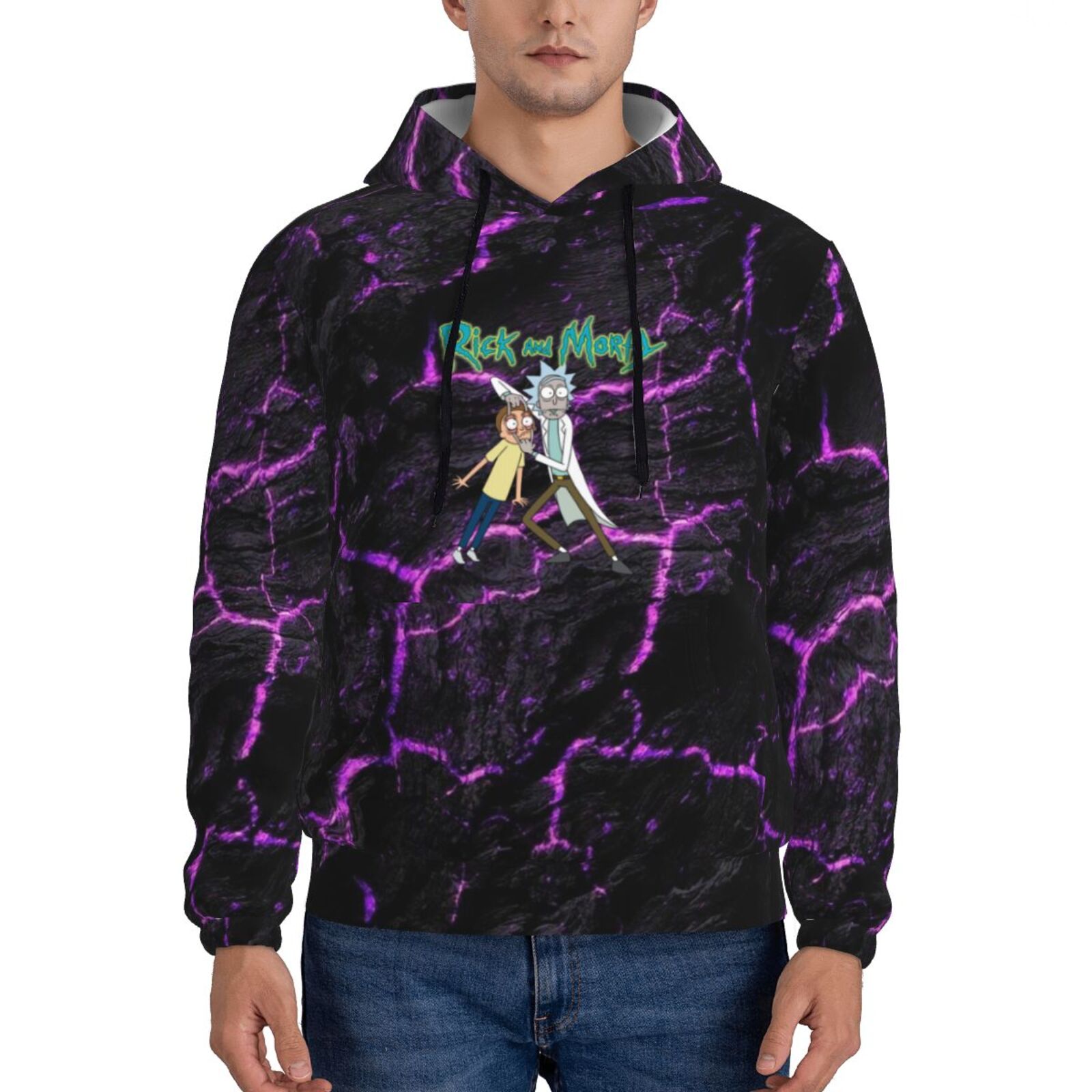 Cartoon Rick And Morty Men'S Adult Hooded Sweater, Fashion Pullover