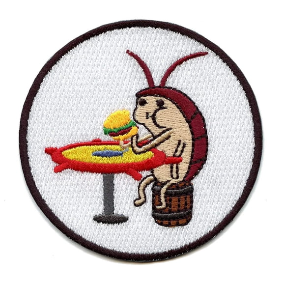 Cartoon Roach Eating Burger Embroidered Iron On Patch