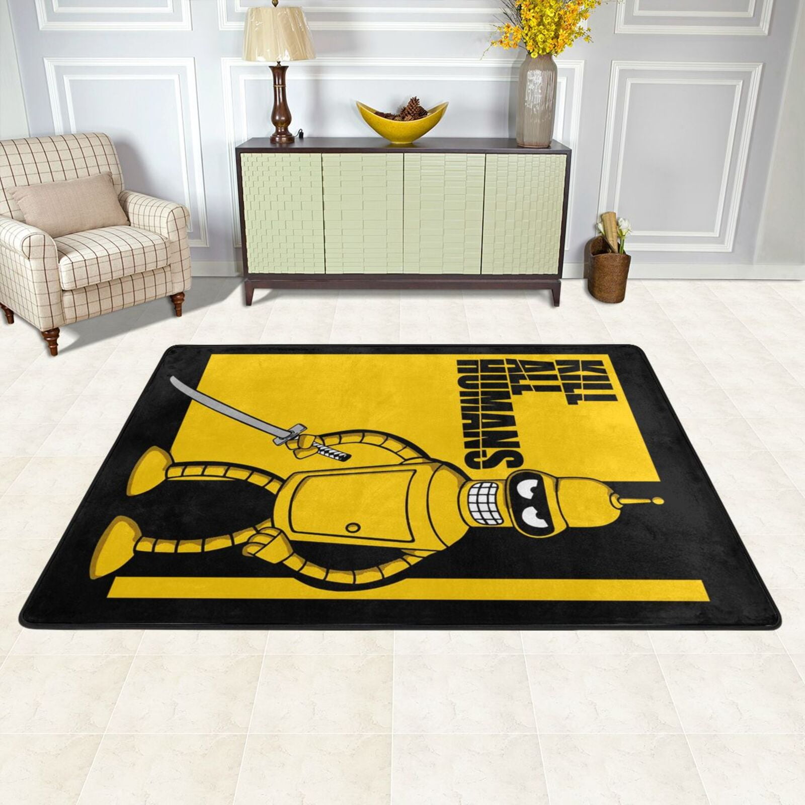 Cartoon Robot B-Ender Bending Rugs Washable Cover Floor Rug Carpets ...