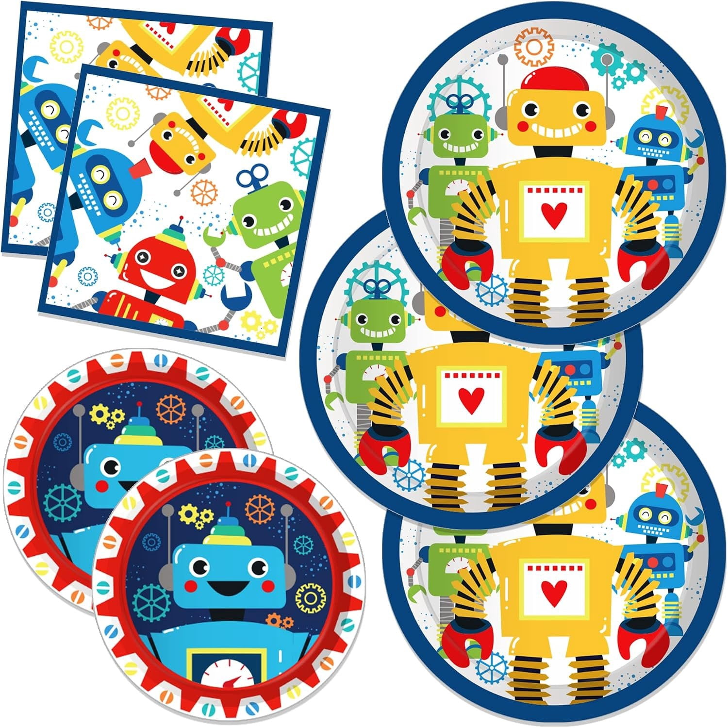 Cartoon Robot Birthday Paper Plates Party Cartoon Robot Disposable ...