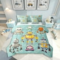 thumbnail image 1 of Cartoon Robot Comforter Set Full Size 7 Pcs,Colorful Intelligent Machine Graffiti Bedding Set,Cute Equipment Green(Comforter+Fitted+Flat Sheet+2 Pillowcases+2 Throw Pillow Covers), 1 of 5
