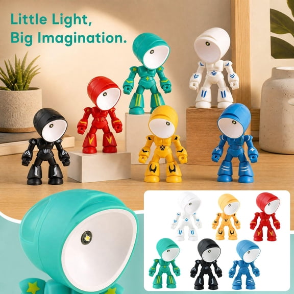 Cartoon Robot Night Light with Warm Led Glow, Cute Desk Lamp for Student Room Decor, Birthday Gift Night Light 1 Pack