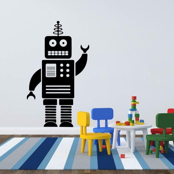 Cartoon Robot Vinyl Wall Sticker Room Nursery Cute Robot Home Decor 45cmx76cm