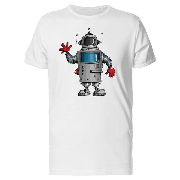 Cartoon Robot Waving His Hand T-Shirt Men -Image by Shutterstock, Male Small