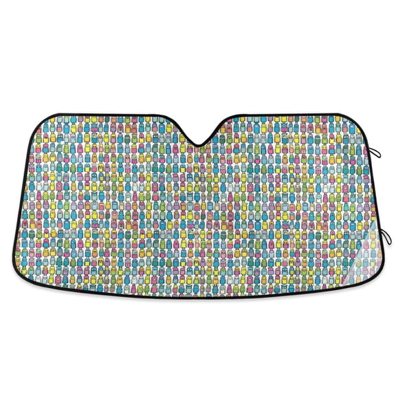 Cartoon Robots Car Windshield Sun Shade Foldable Car Front Window Visor Heat and UV Protection 53x23.5