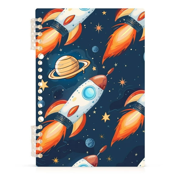 Cartoon Rocket Planet Star Notebooks 1-subject Journal 60 Sheets A5 College Ruled Paper Detachable Ring 8.3"x5.7"