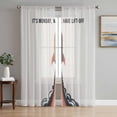 thumbnail image 1 of Cartoon Rockets Sheer Curtains 63 Inch Length 2 Panels Set, Letters It's Monday We Have Lift-off Voile Window Treatment Rod Pocket Curtains Sheers Drapes for Bedroom/Living Room/Kitchen 52x"63"x2, 1 of 7