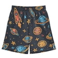 thumbnail image 1 of Cartoon Rockets and Stars Athletic Shorts Breathable with Comfort Fit Drawstring Casual Sweatshorts Small, 1 of 9