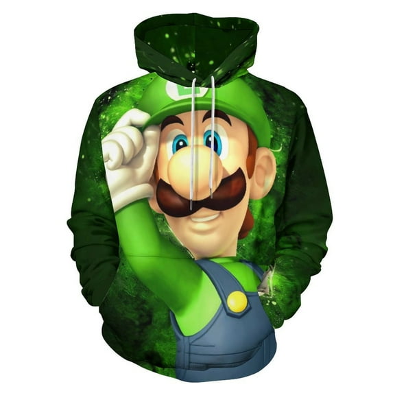 Cartoon Role Luigi's Mansion Fashion Sweatshirts Hoodies For Mens And Womens 3D Printing Hoody Pullover Winter Daily Unisex Adult Hooded Clothes With Drawstring And Pocket