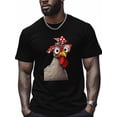 thumbnail image 1 of Cartoon Rooster Men's T Shirts T-Shirt for Men Crew Neck Tees Cotton Tops, Black, S, 1 of 7