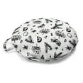 thumbnail image 1 of Cartoon Round Floor Cushion with Handle, Hand Drawn Like Simple Design of Floral Shapes and Citrus Fruits, Pillow for Living Room & Dorms, 18" Round, White Charcoal Grey and Blush, by Ambesonne, 1 of 4