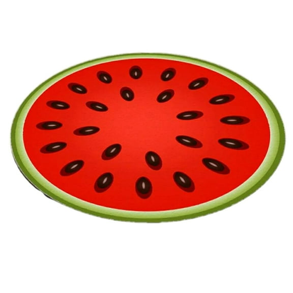 Cartoon Round Watermelon Area Rug Non-Slip Floor Mat for Kitchen, Soft Carpet with Fun Design, 60cm, 5mm Thickness