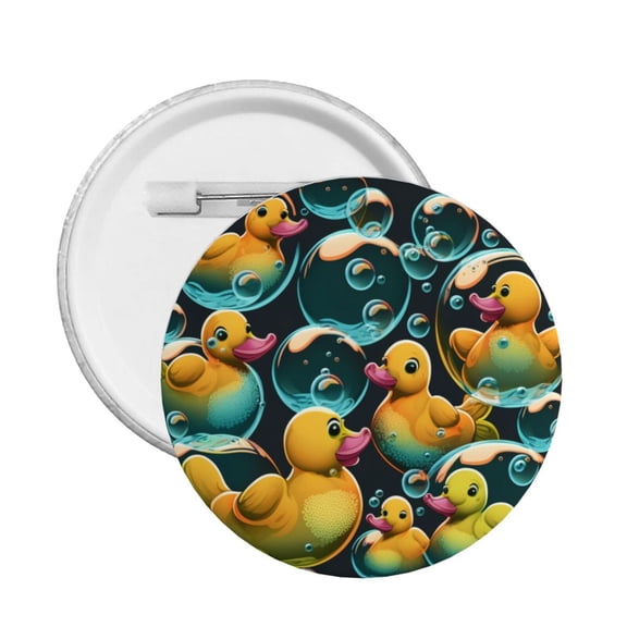 Cartoon Rubber Ducks Soap Bubbles Retro Round Button Pin Badge 5PCS Pinback Buttons Lapel Pin for Jacket, Backpack, Hat, Party Favor, Gift