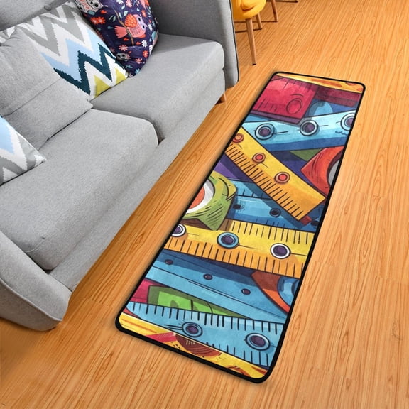 Cartoon Rulers 7224 inch Runner Rug Non-Slip Pads Ares Rugs Washable for Bedroom Bathroom Living Room
