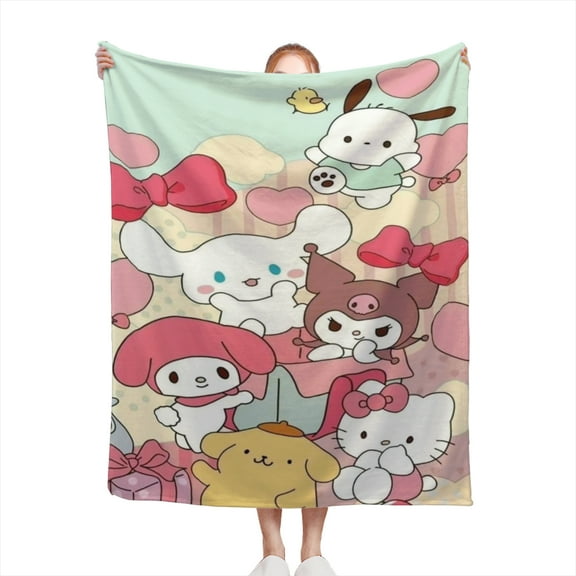 Cartoon Sanrio Blanket , Super Soft and Warm Blankets for Couch, Sofa and Bed Textured, Cozy, Fuzzy and Lightweight