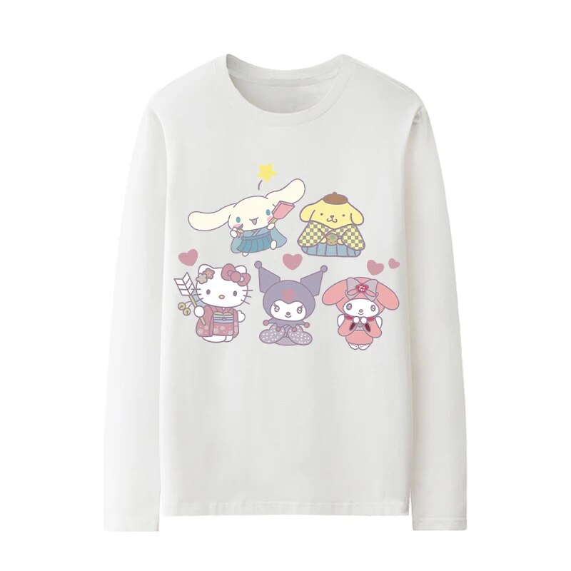 Cartoon Sanrio Colong Sleeve Tshirt Female Pudding Dog Kulomi Yugui