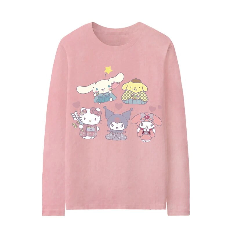 Cartoon Sanrio Colong Sleeve Tshirt Female Pudding Dog Kulomi Yugui
