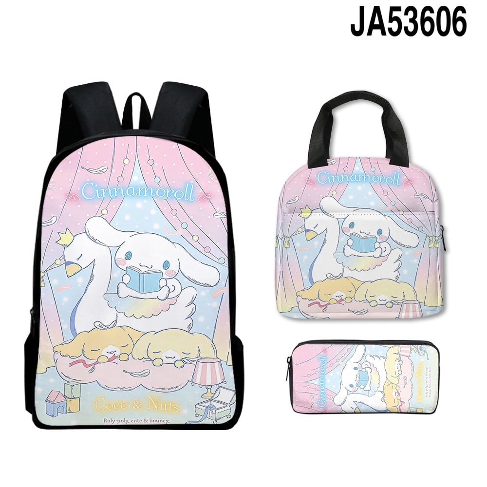 Blue Paw Print Pattern 3pcs/Set Bags Laptop Daypack Backpack Lunch Bag Pencil Case - View #5