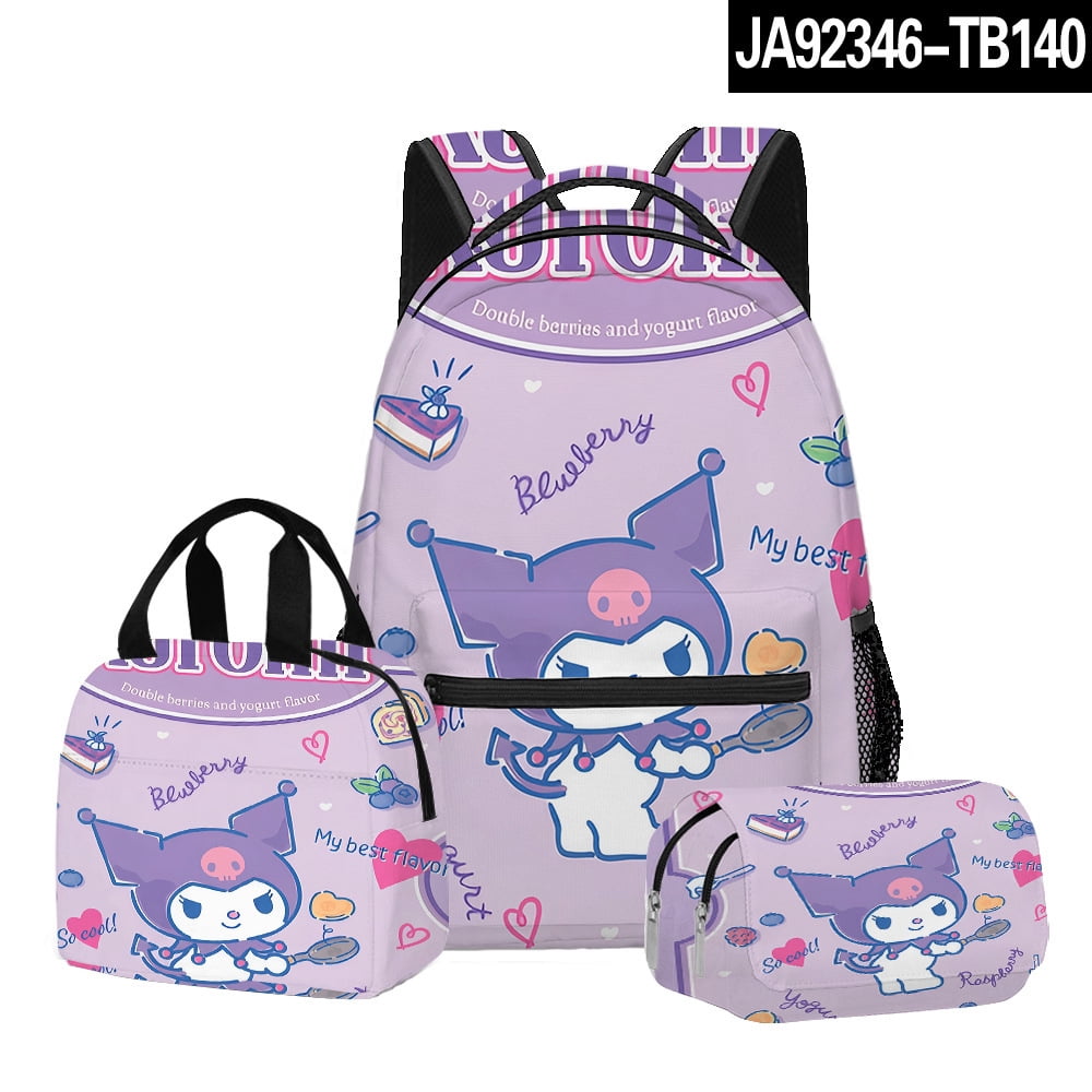 Blue Paw Print Pattern 3pcs/Set Bags Laptop Daypack Backpack Lunch Bag Pencil Case - View #7
