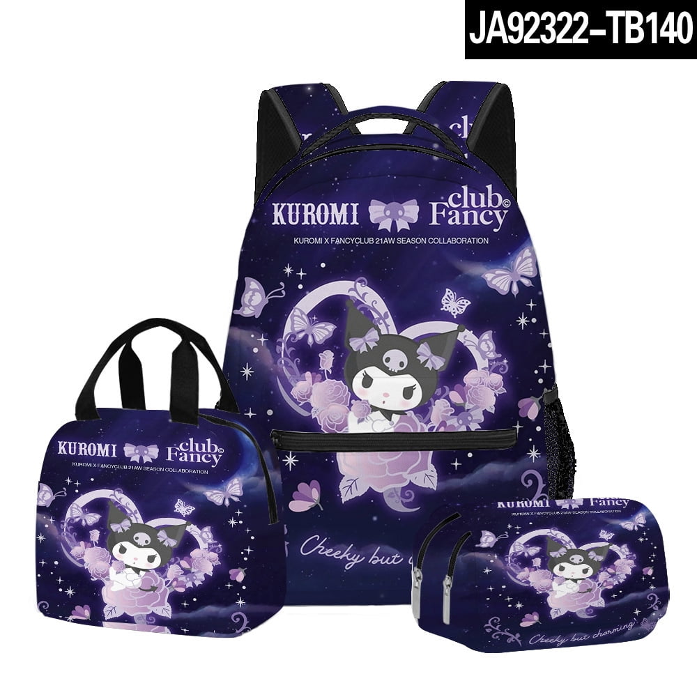 Blue Paw Print Pattern 3pcs/Set Bags Laptop Daypack Backpack Lunch Bag Pencil Case - View #6