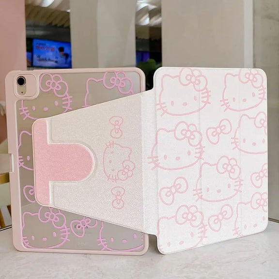 Cartoon Sanrio Hello Kitty IPad Case For IPad 7/8/9th 10th Generation 10.9 Air 3 4 5 Mini 6 Cute Acrylic Cover