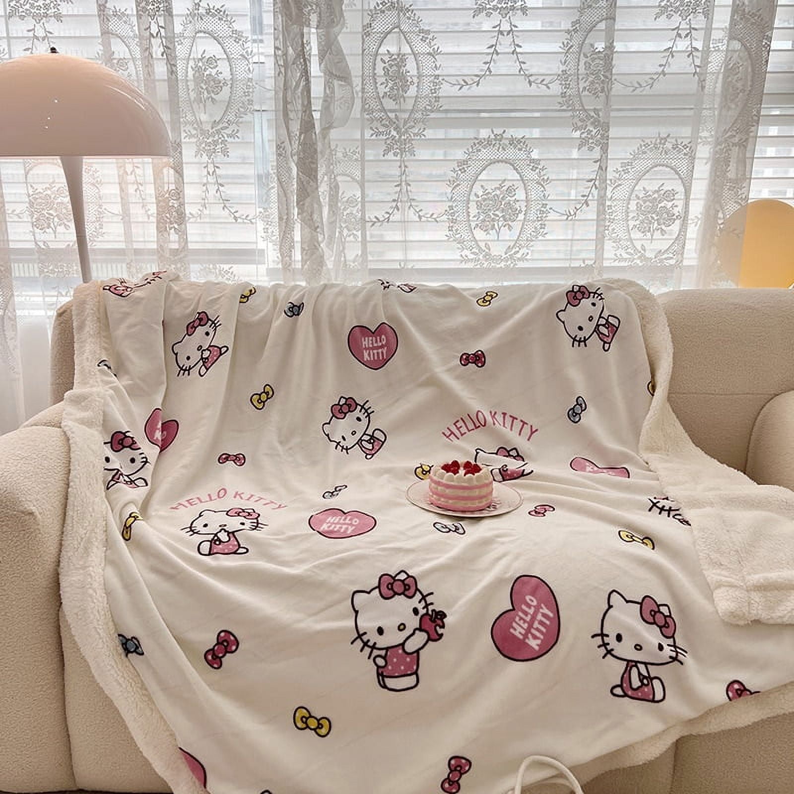 Cartoon Sanrio Hello Kitty Lamb Fleece Blanket Anime Kuromi Sherpa Throw Blanket Cinnamoroll Winter Warm Thicken Bed Sheet Mat