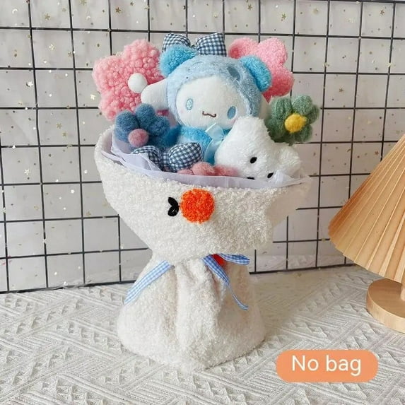 Cartoon Sanrio Hello Kitty My Melody Kuromi Cinnamoroll Plush Doll Flower Bouquet Gift Box Set Girls Valentine's Day Xmas Gifts