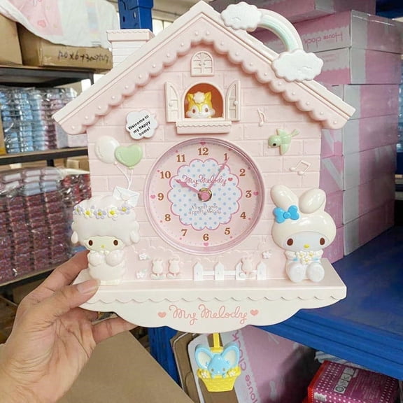 Cartoon Sanrio Hello Kitty Quartz Mute Wall Hanging Swing Clock Bedroom Office Home Decorative