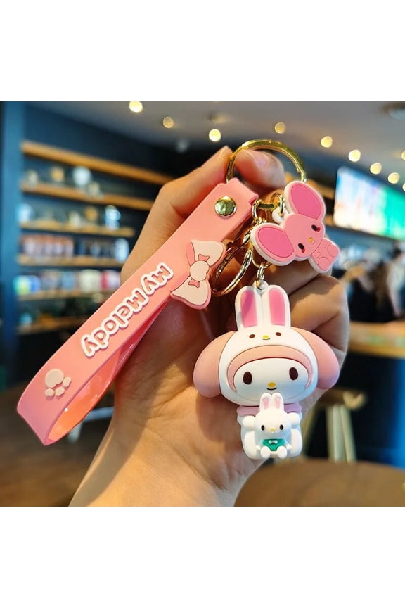 Cartoon Sanrio Keychain Pochacco Hello Kitty My Melody Kawaii Lover Doll Backpack Ornaments Pendant Key Ring Gifts for Friends