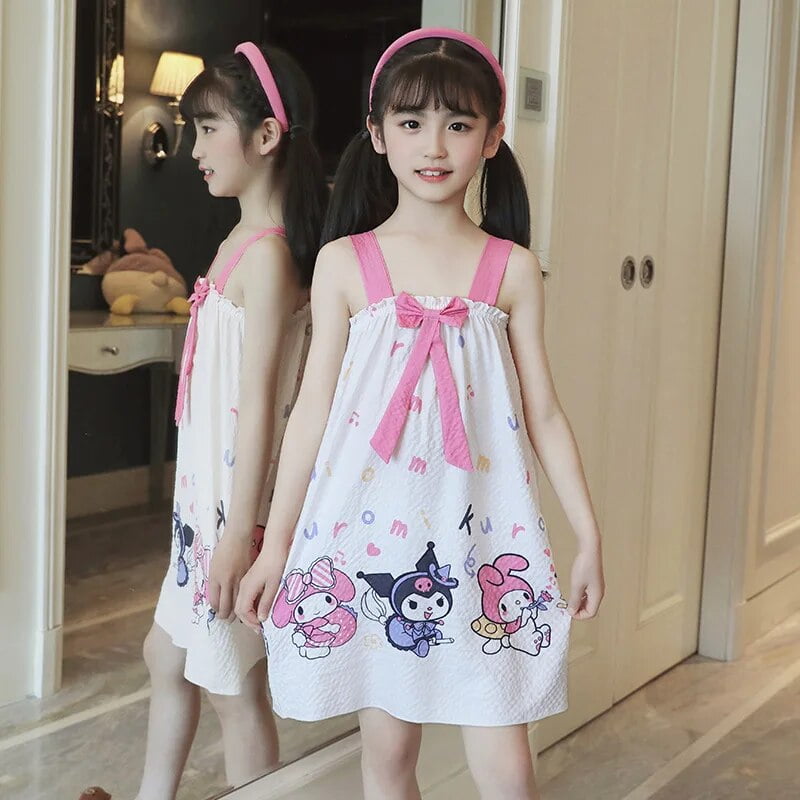 Cartoon Sanrio Kuromi Girls Summer Nightdress Anime Cute My Melody