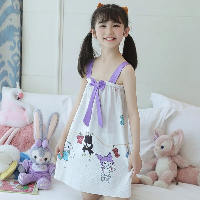Cartoon Sanrio Kuromi Girls Summer Nightdress Anime Cute My Melody
