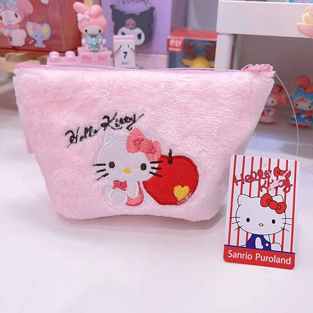 Cartoon Sanrio Plush Transparent Cosmetic Bag Kuromi Hello Kitty Melody